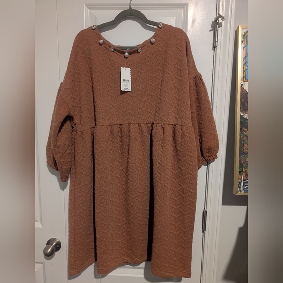 Simply Southern Dresses & Skirts - Simply Southern Brown Textured Top with Button Accents